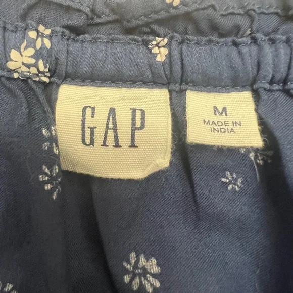 Gap Factory Oversized Squareneck Puff Sleeve Top | blue with white flowers - M - Picture 7 of 7